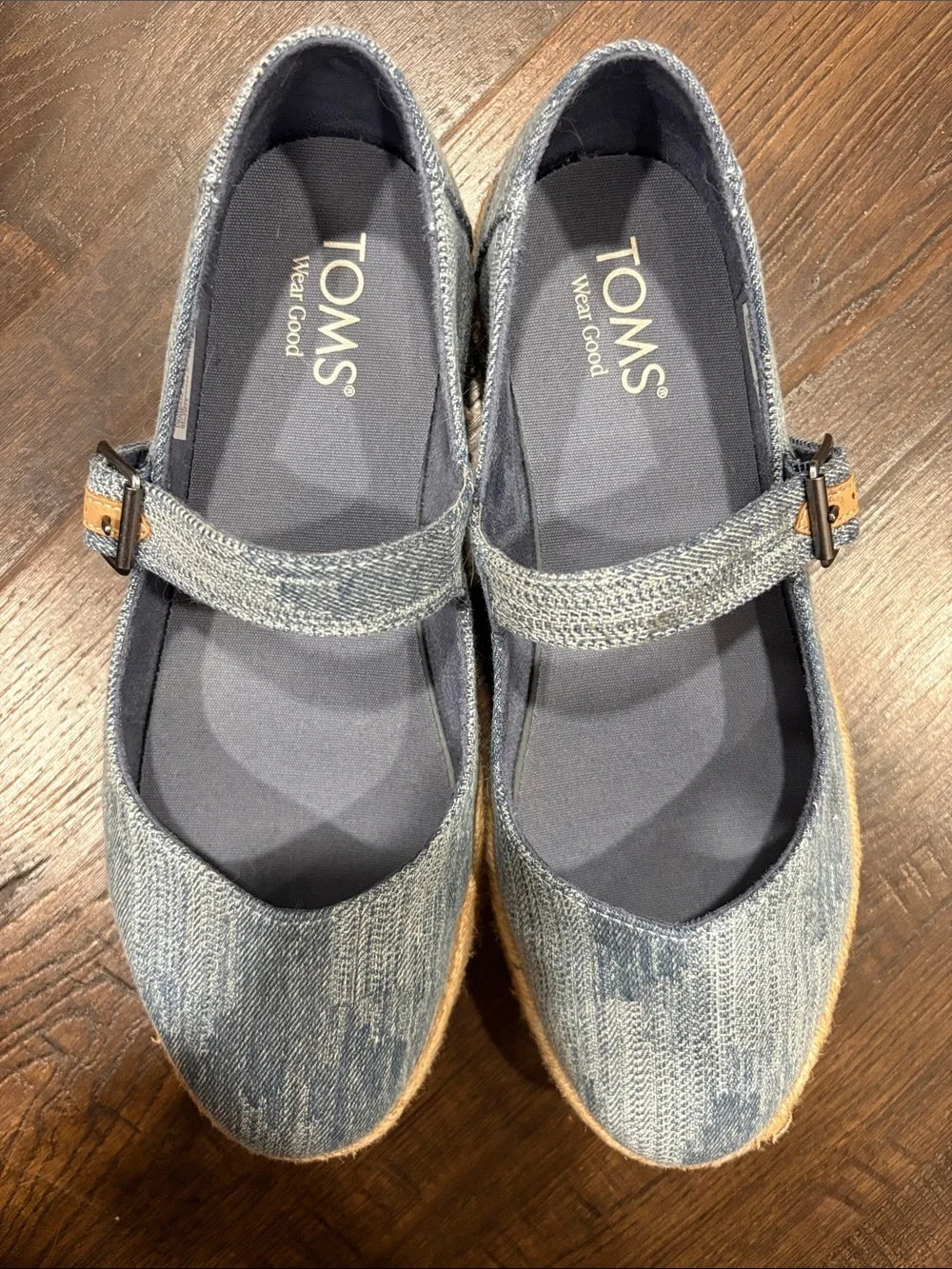 Toms Denim Mary Jane Espadrille Platform - Denim Blue